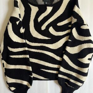 Cyrus Black and Cream Zebra Pattern Sweater